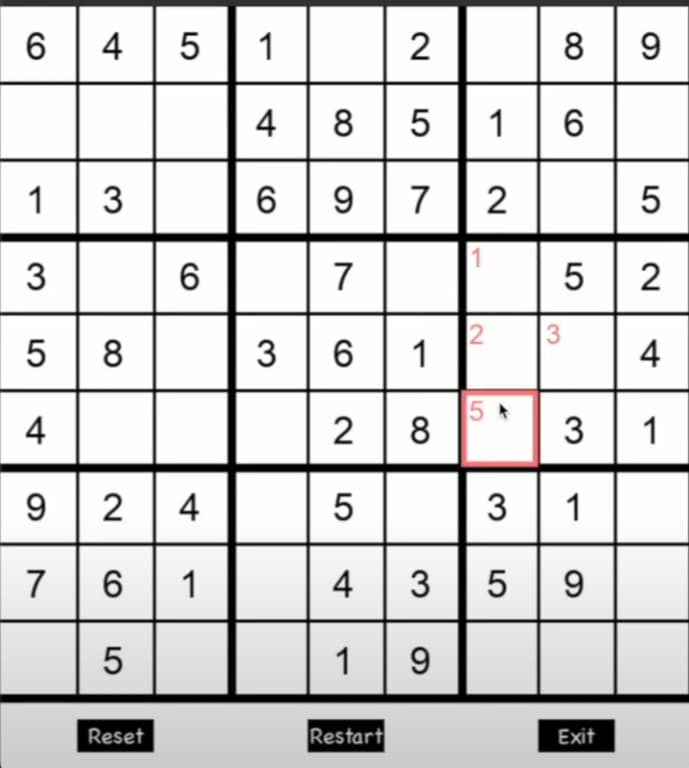 Sudoku screenshot